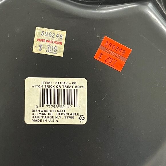 Vintage Ullman Halloween Witch Trick or Treat Candy Bowl 13” Spooky Pumpkin 3D - Picture 7 of 8